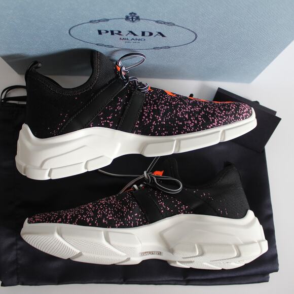 Prada Logo Speckled Lace Up Sneakers - Picture 9 of 15